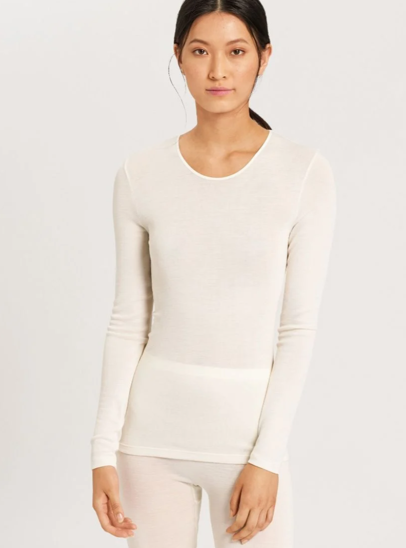Hanro Woolen Silk shirt lange mouw ronde hals