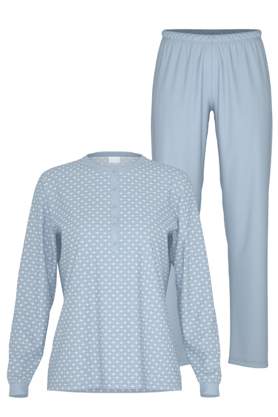 Mey lange damespyjama in cotton blue