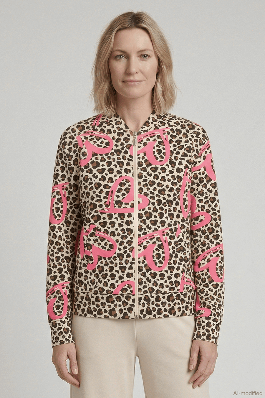 Rösch loungevest met rits in sporty animal print