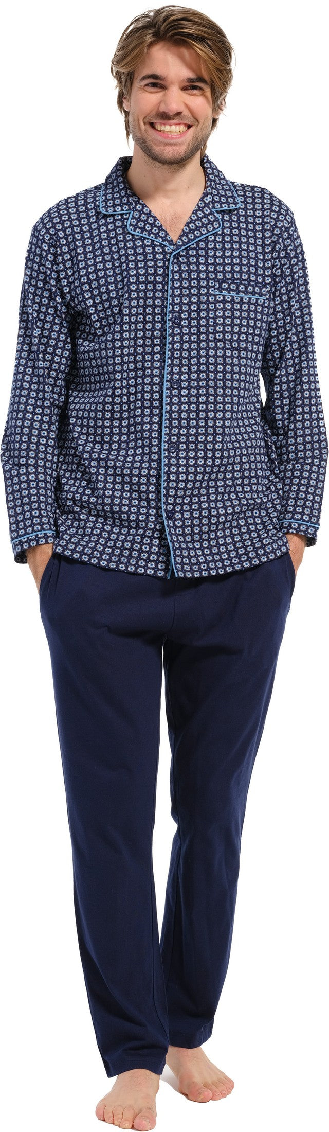 23232-614-6 Pastunette for Men tricot doorknoop pyjama