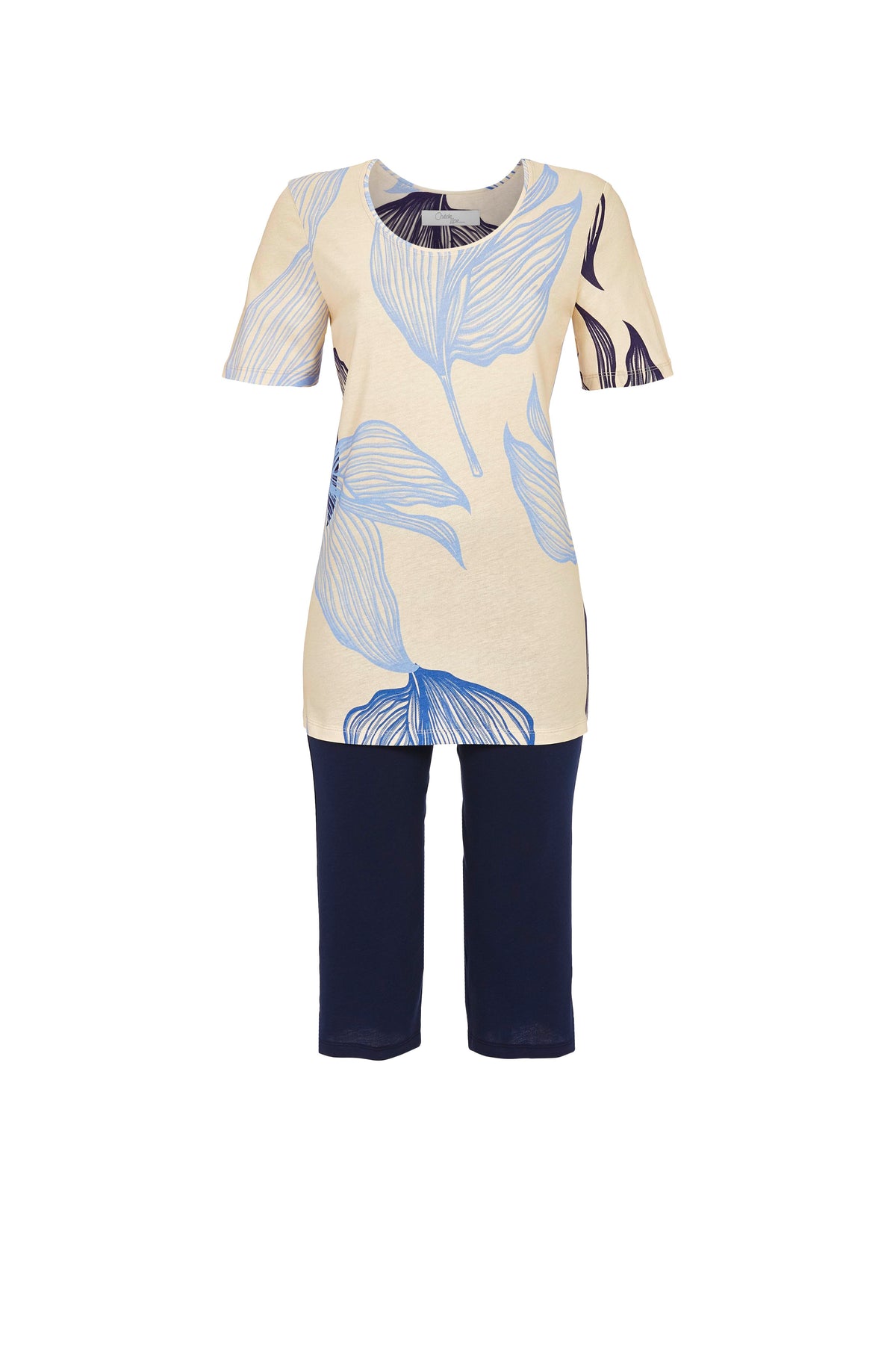 Cherie Line pyjama met bladerdessin in sand