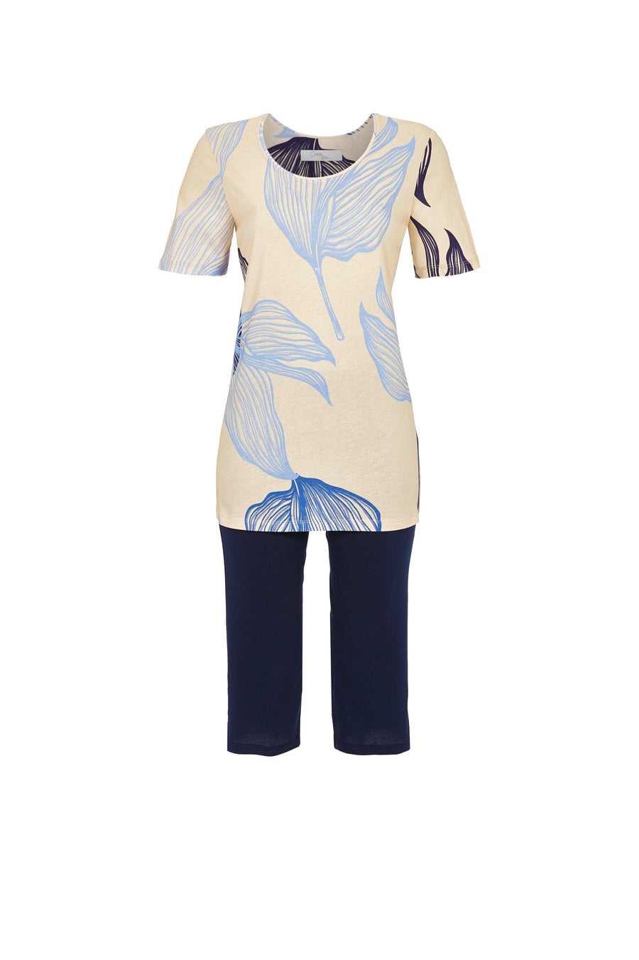 Cherie Line pyjama met bladerdessin in sand
