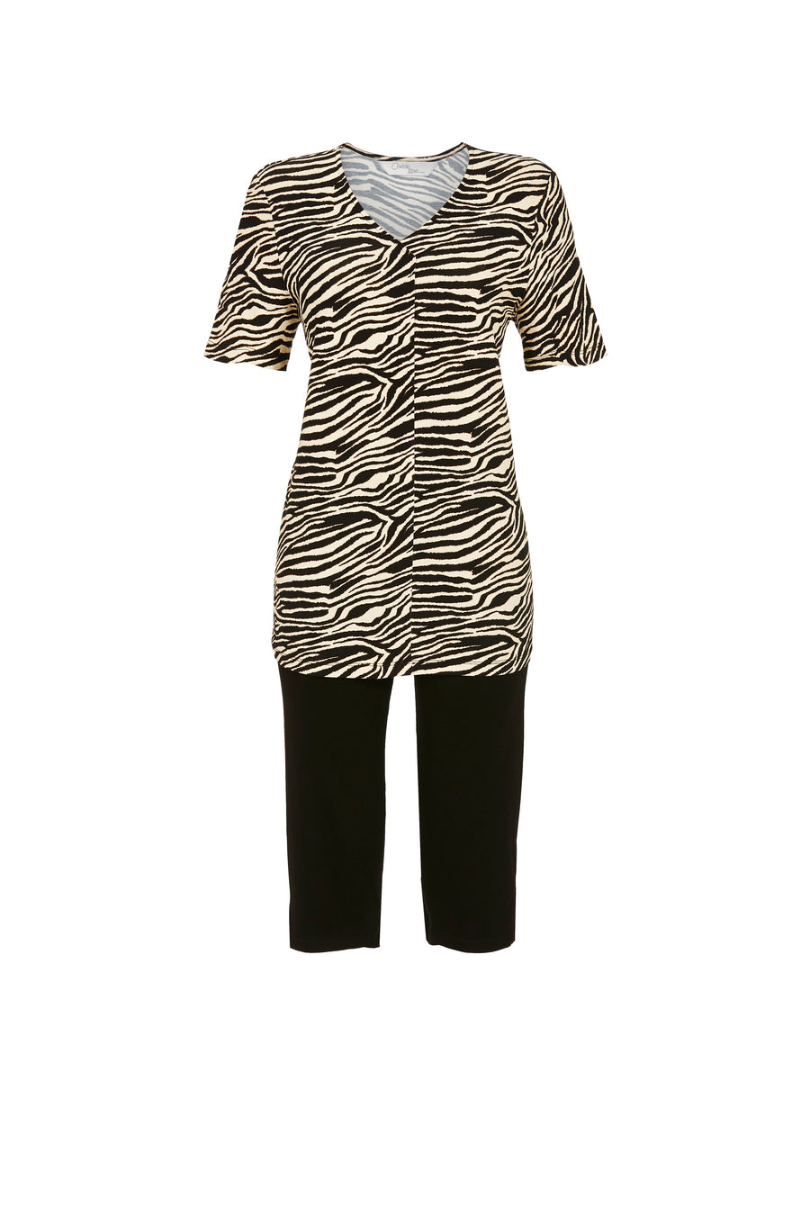 Cherie Line pyjama met capribroek en dierenprint in sand