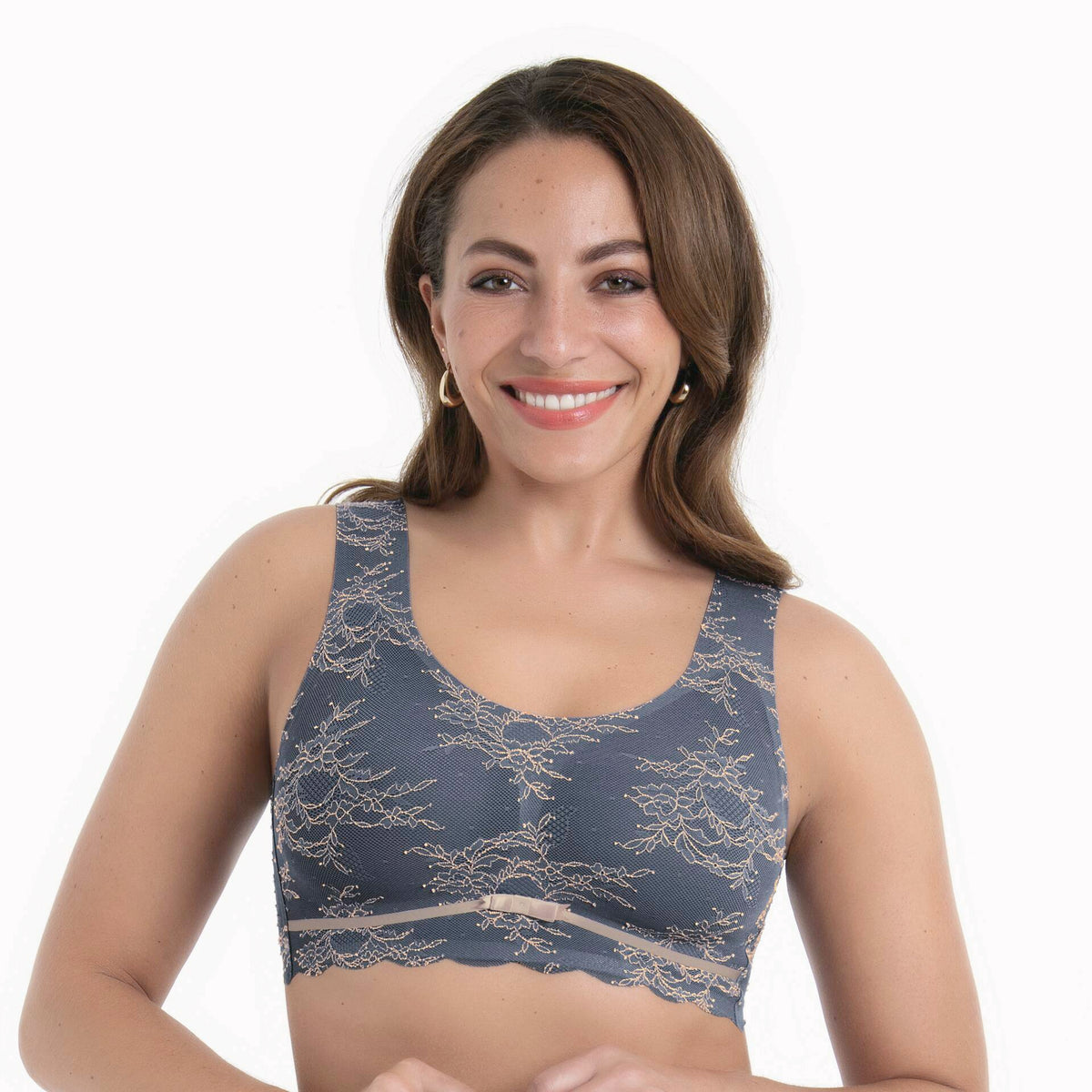 Anita Essential Lace bralette in grey/rose