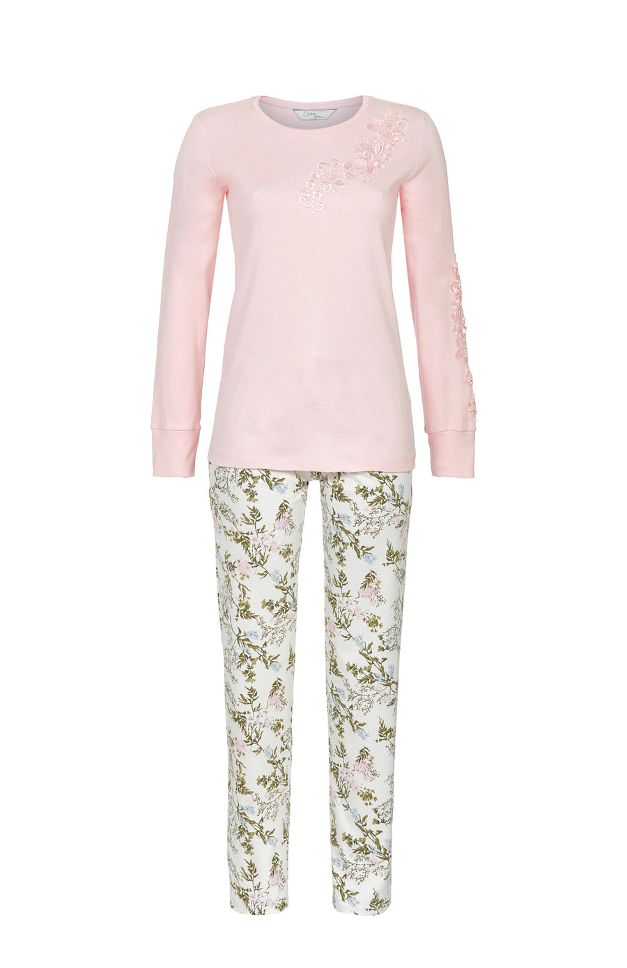 Cherie Line Bloomy pyjama met kant in pastelroze
