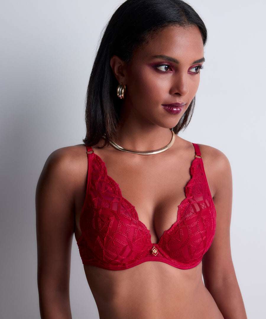 Aubade Sense of Illusion sjaal push-up bh in red berry