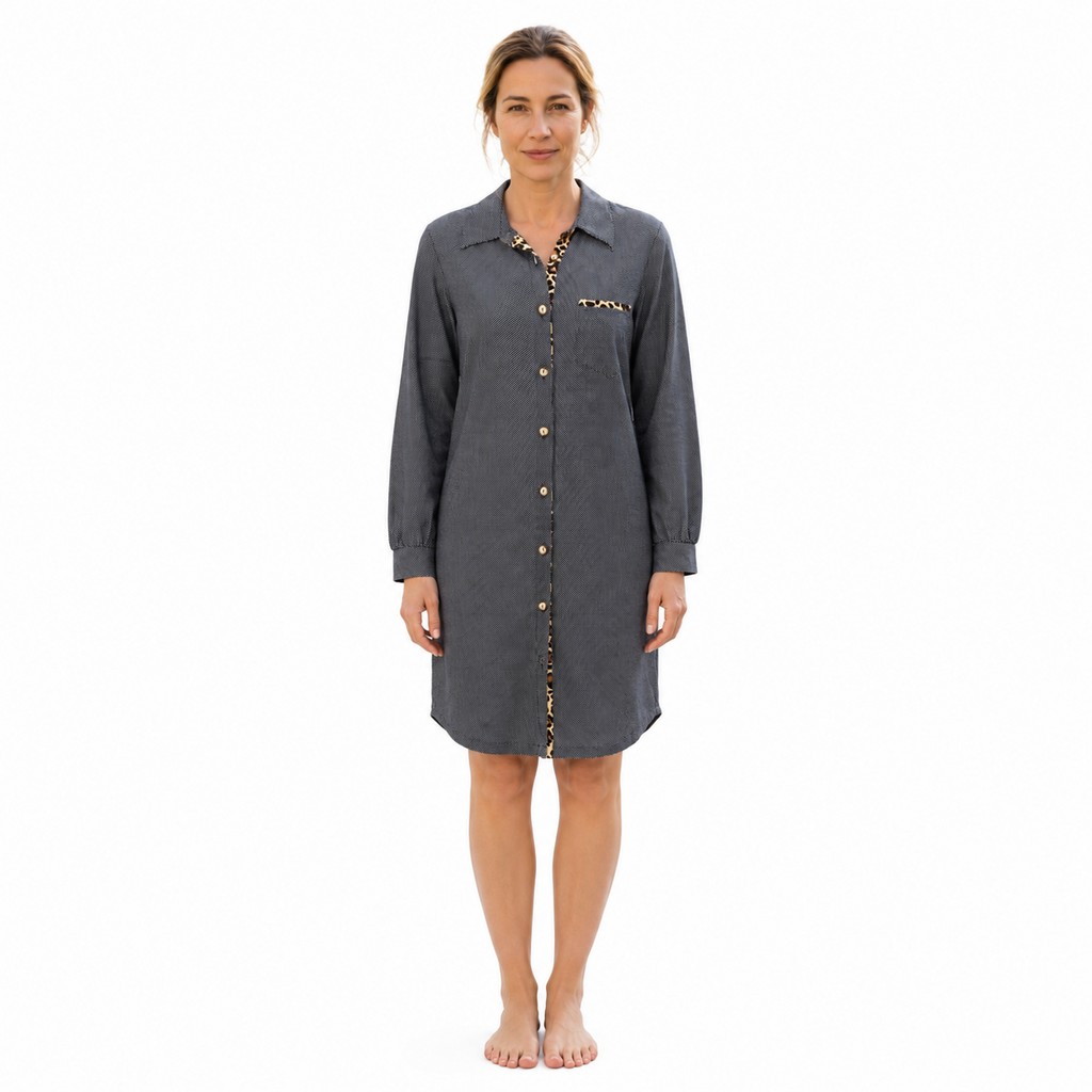 Ringella – Dames Nachthemd met Kraag en Knopensluiting – 100% Katoen