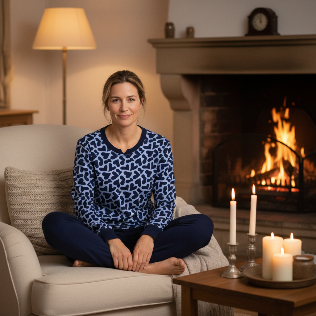 Ringella – Damespyjama met Strickbündchen – Lichtblauw & Donkerblauw
