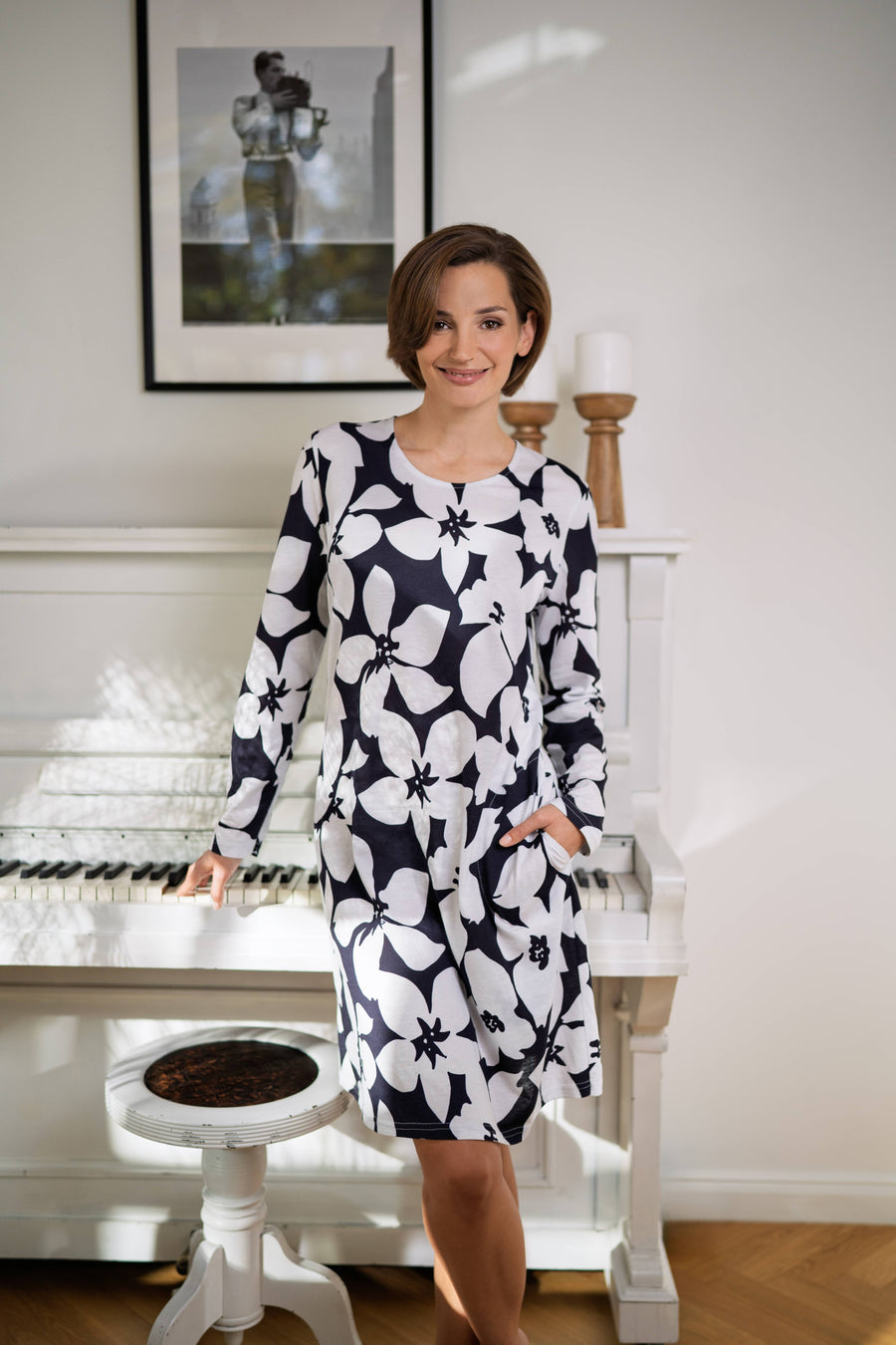 Bloomy – Dames Nachthemd met Bloemen Allover en Zakjes