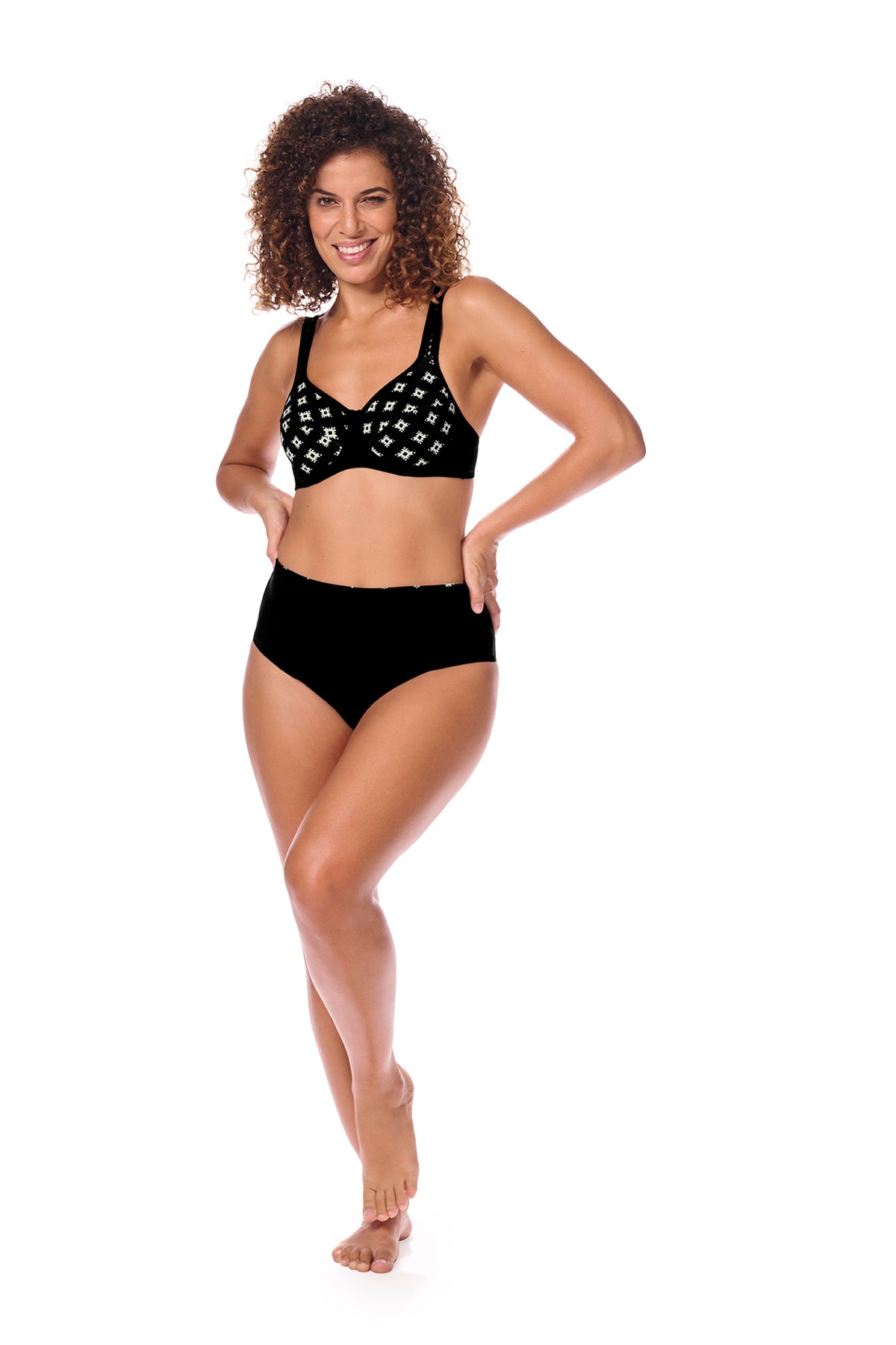 Amoena Palermo prothese bikini set met beugel in black/off-white
