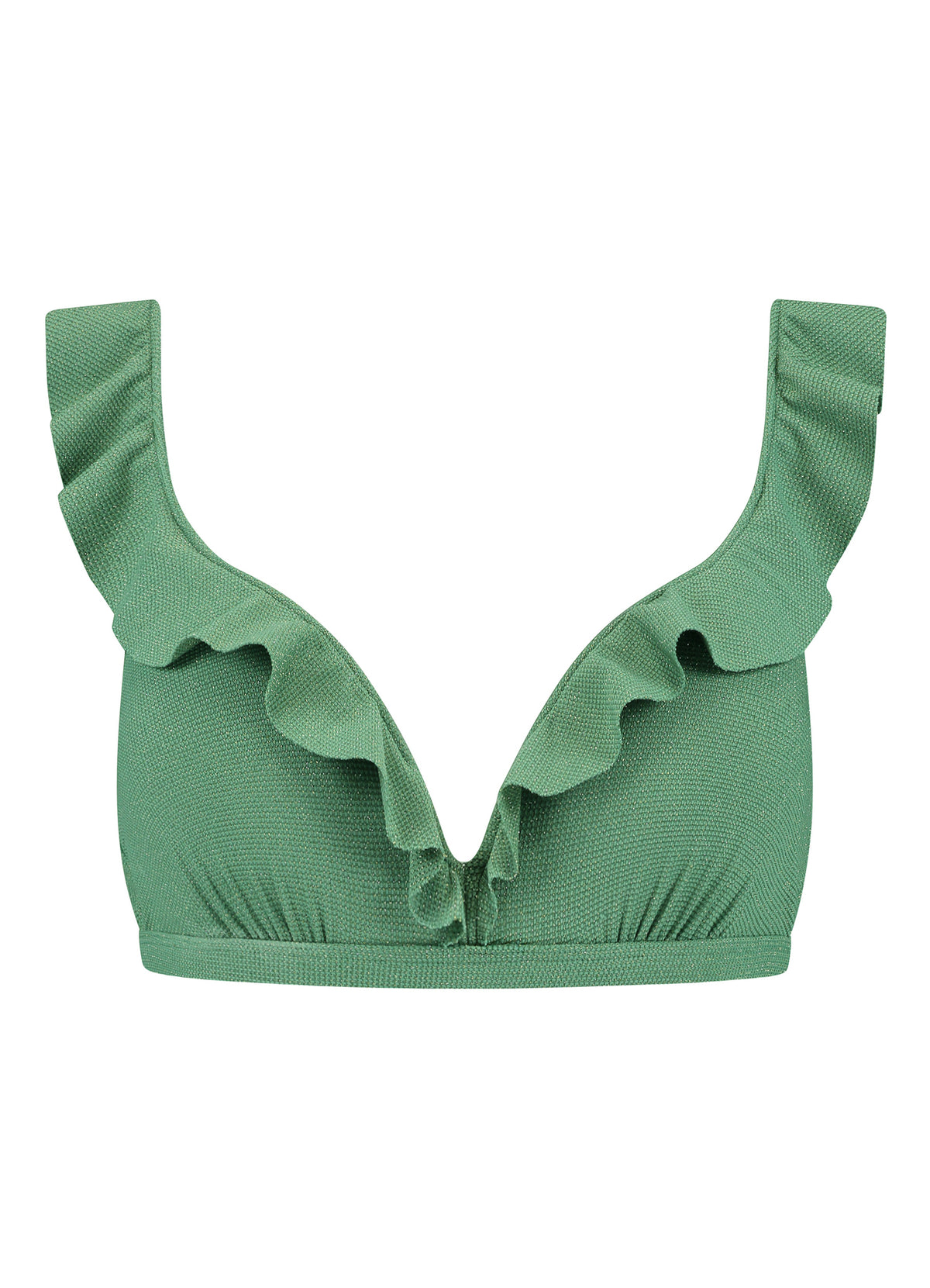 Beachlife Green Shimmer ruffle bikinitop
