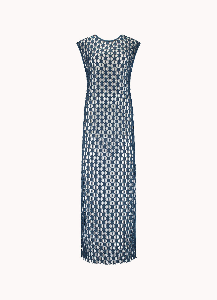 Cyell Midnight Waves maxi jurk in donkerblauw