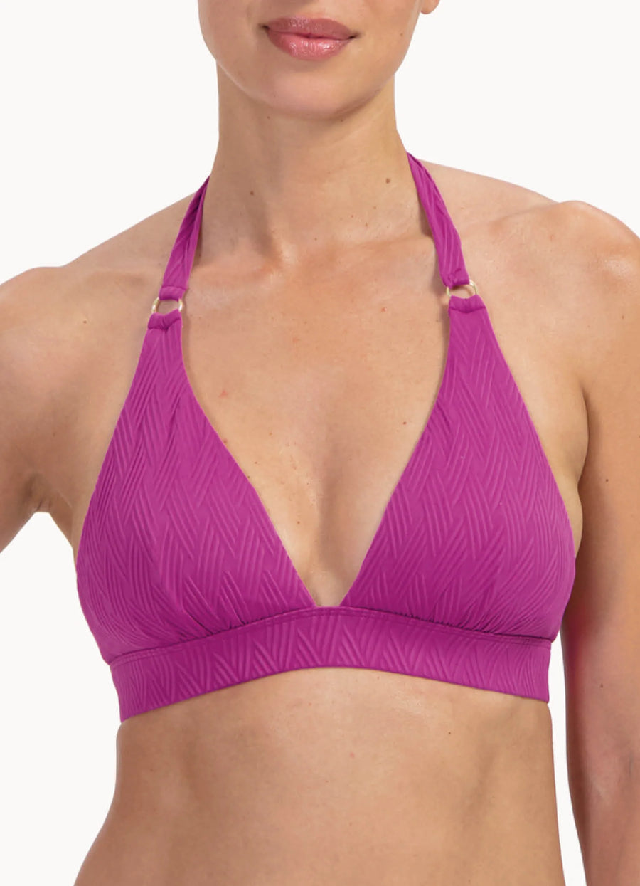 Cyell Texture Viola halter bikinitop in fuchsia paars