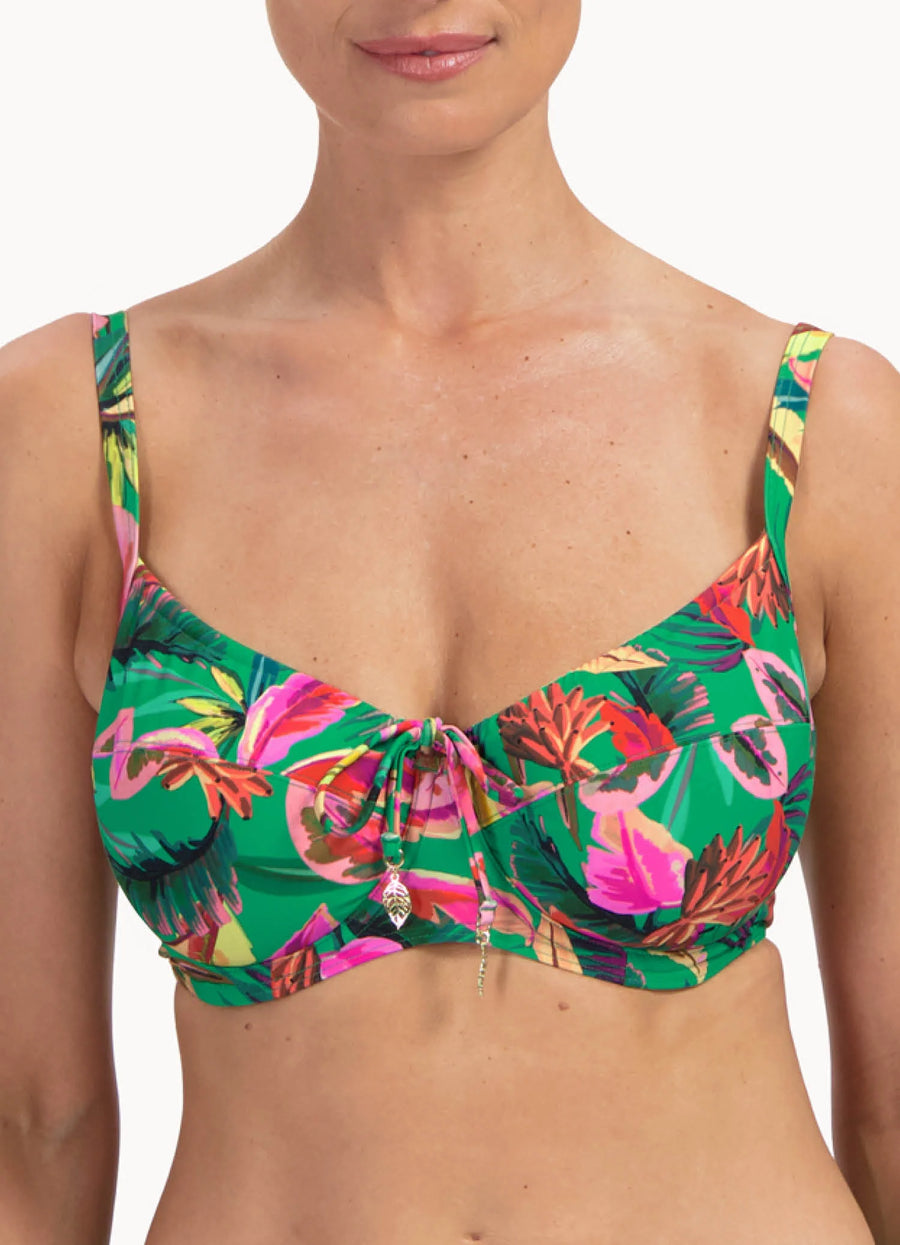 Cyell Floral Forest beugel bikinitop in groen met print