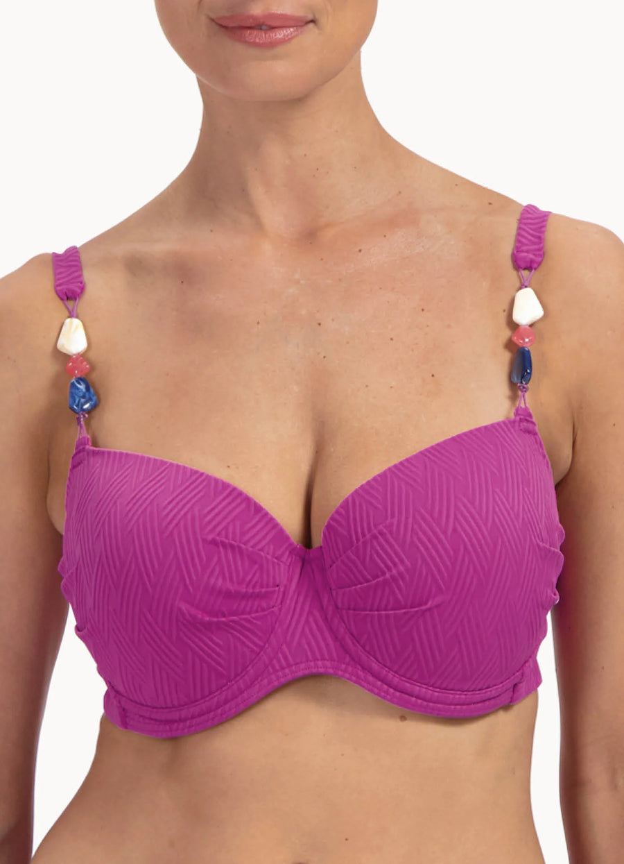 Cyell Texture Viola full cup bikinitop in fuchsia paars