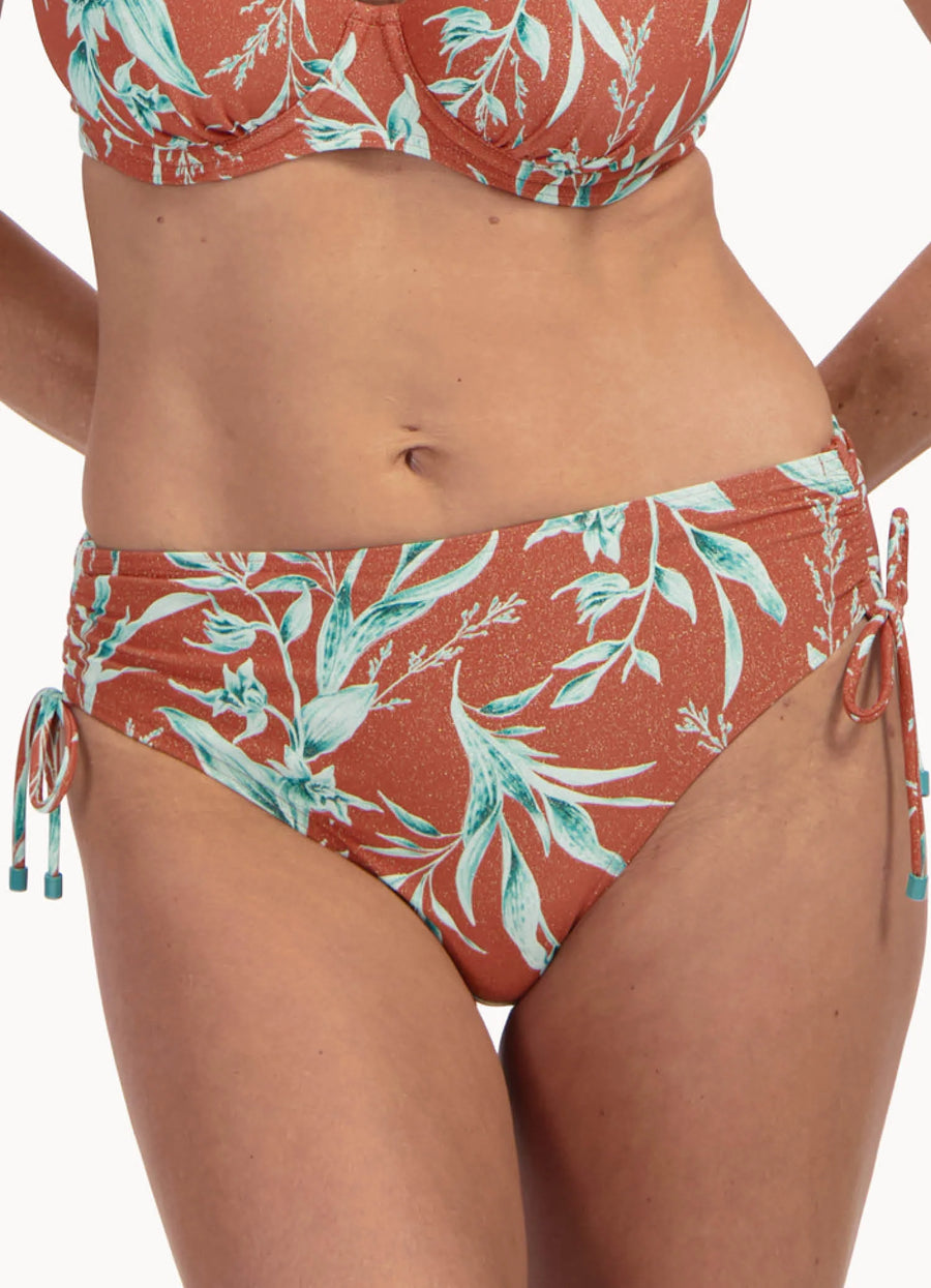 Cyell Rusty Rose hoge bikinislip in roodbruin glitter