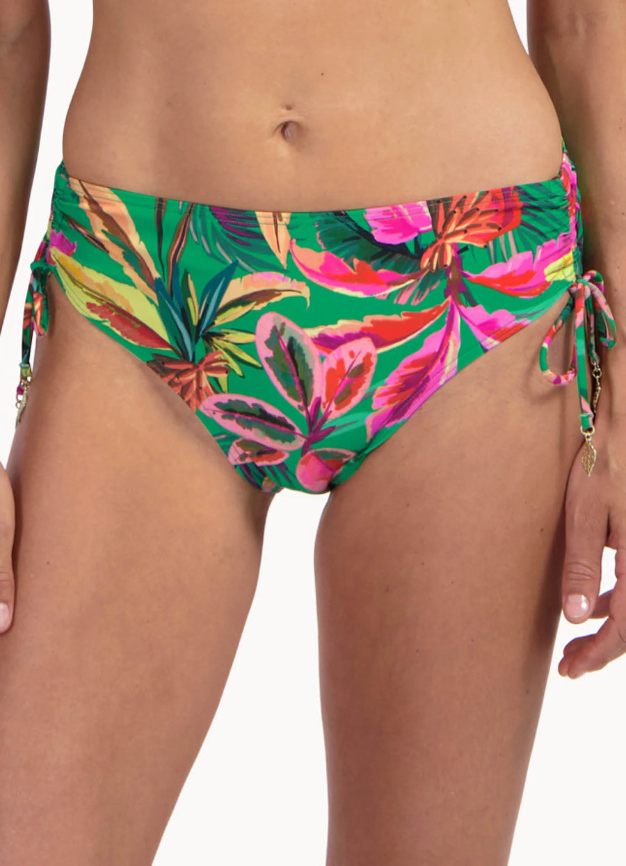 Cyell Floral Forest hoge bikinislip in groen met print