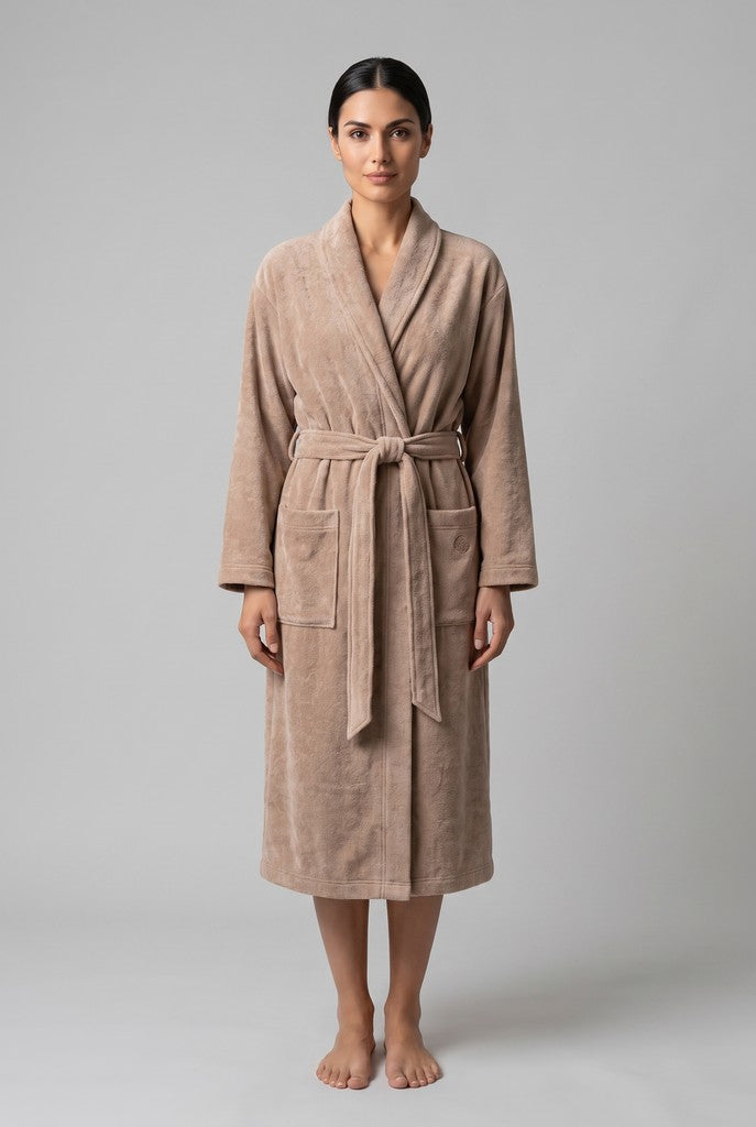 Féraud fleece badjas in heather nature