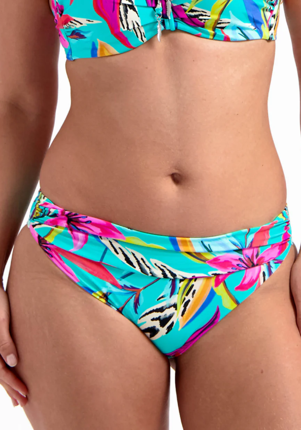 Cyell Fiji bikinislip met plooien in aquablauw