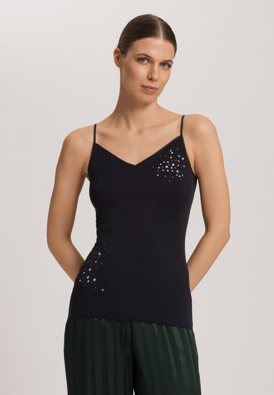 Hanro Cotton Seamless spaghettitop met swarovski-kristallen