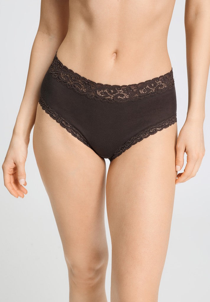 Hanro Moments tailleslip met kant in dark mocha