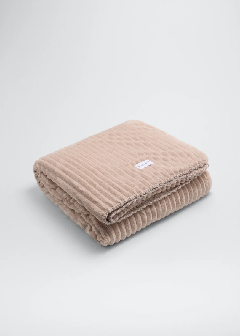 Ysabel Mora plaid ribbel en schapenvacht 130x160 cm in roze