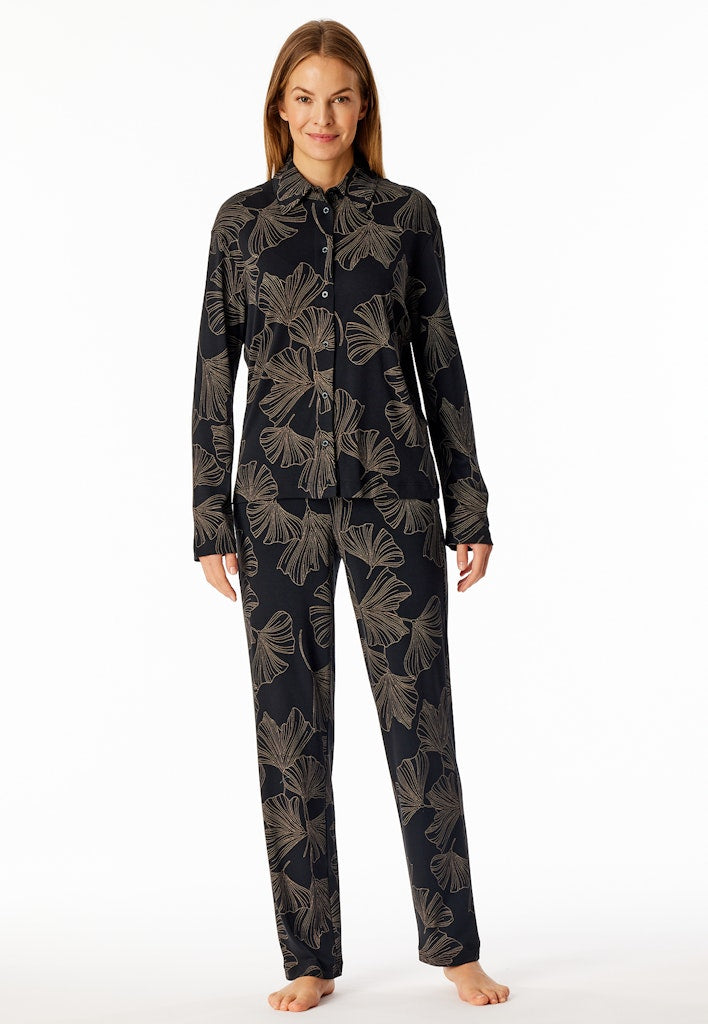 Schiesser Modern Nightwear lange damespyjama in zwart