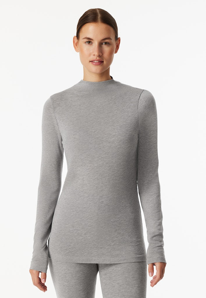 Schiesser Premium Warming dames col shirt in grijs
