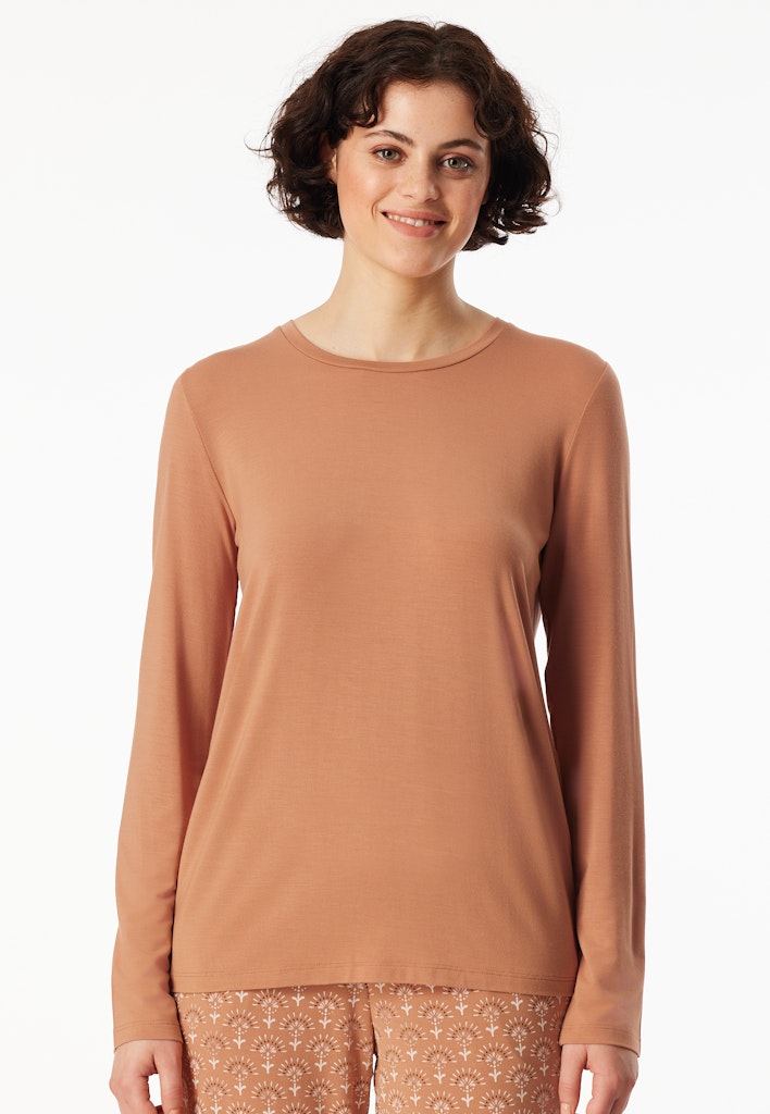 Schiesser Mix+Relax dames shirt lange mouw in rood