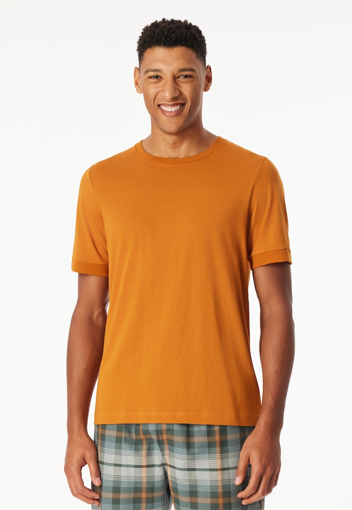 Schiesser Mix+Relax heren shirt korte mouw in whisky
