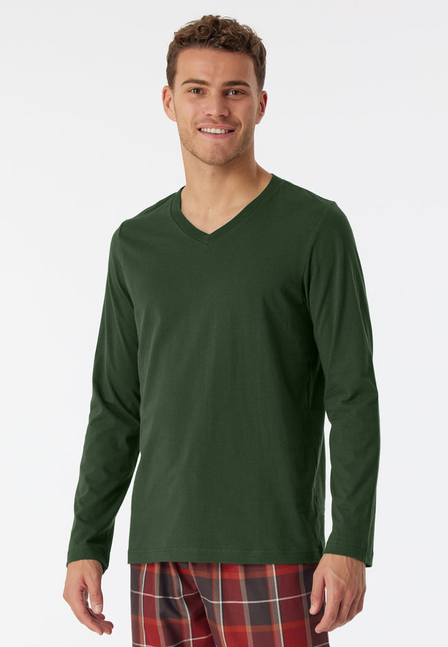 180285-702 Schiesser Mix & Relax shirt lange mouw donker groen