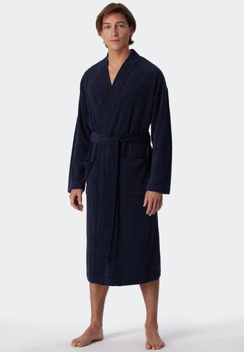 Schiesser heren badjas in donkerblauw