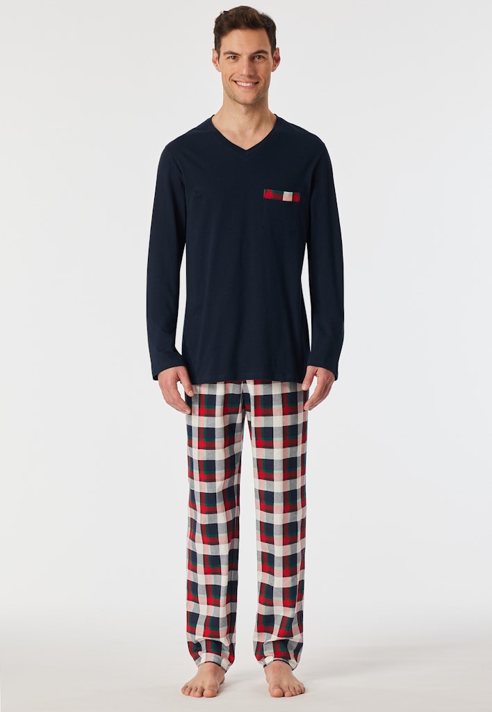 Schiesser Family lange herenpyjama in nightblue