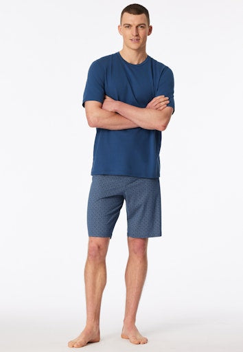 Schiesser Casual Essentials korte herenpyjama in navy