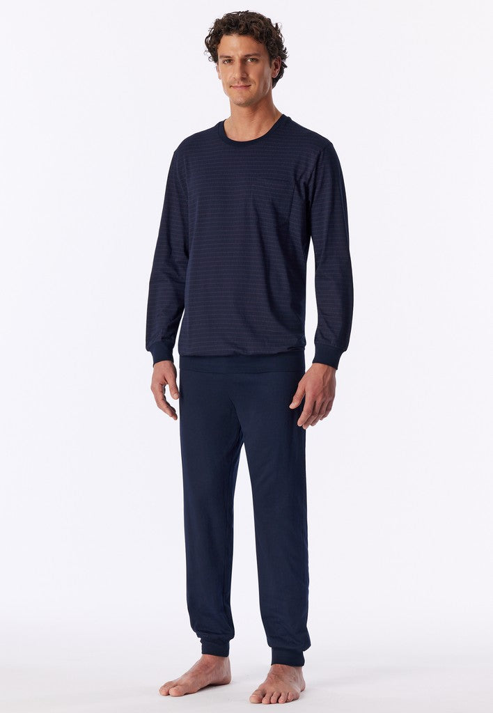 Schiesser Comfort Essentials lange herenpyjama – Aubergine