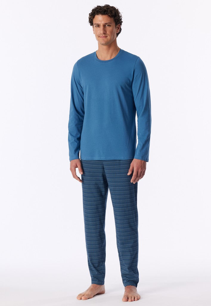 Schiesser Casual Essentials lange herenpyjama in aqua