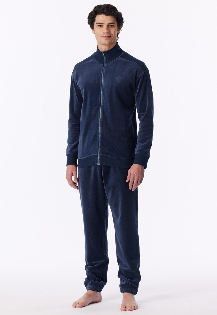 Schiesser Casual Nightwear heren loungeset in deep sea blue