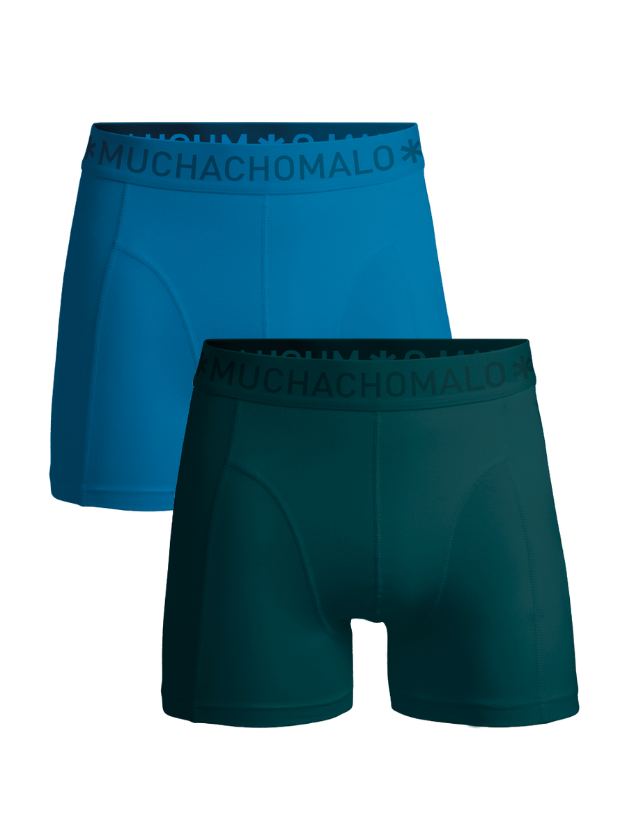 Muchachomalo Solid heren boxershort 2-pack in groen/blauw