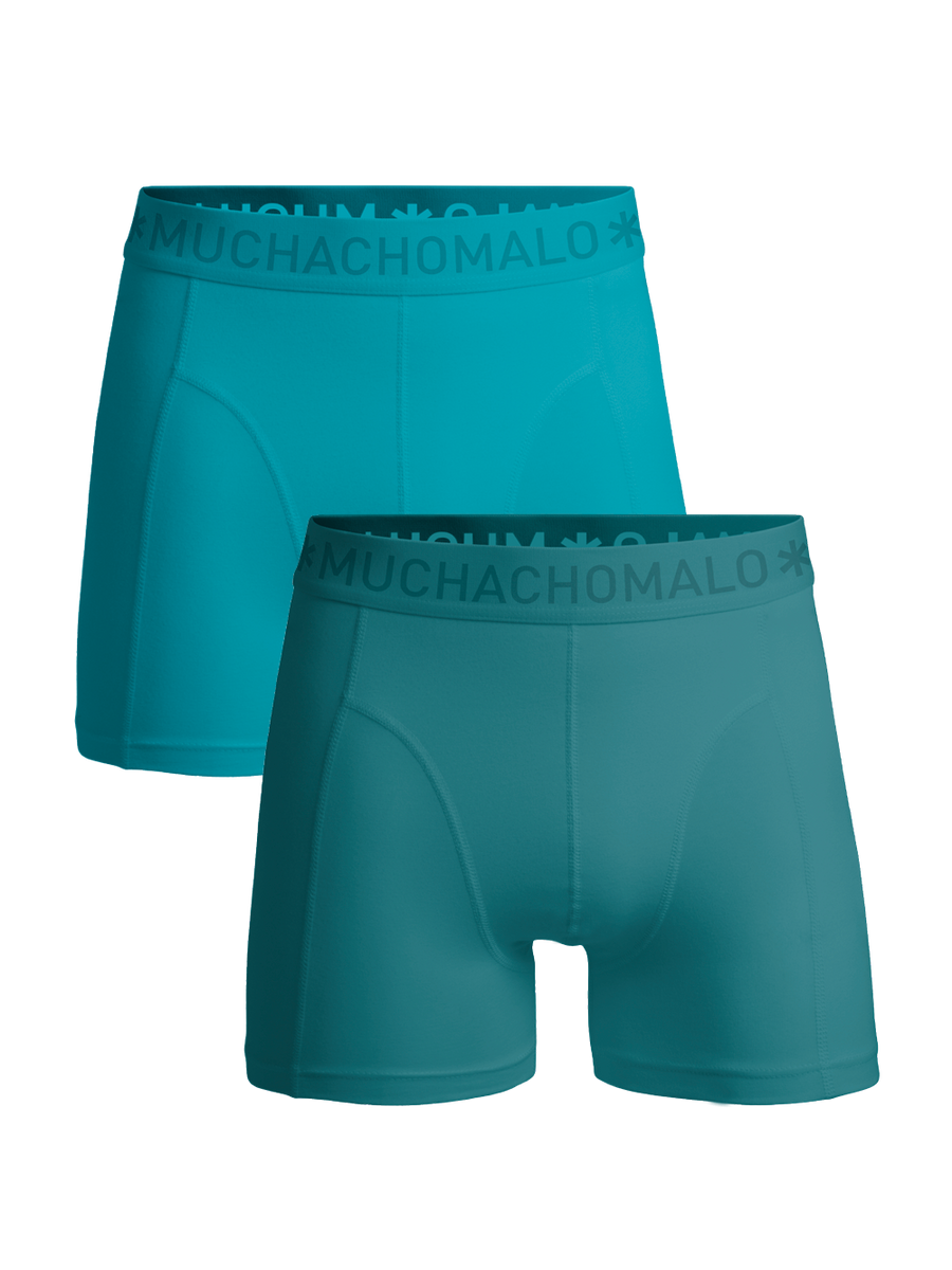 Muchachomalo Solid heren boxershort 2-pack in blauw/groen