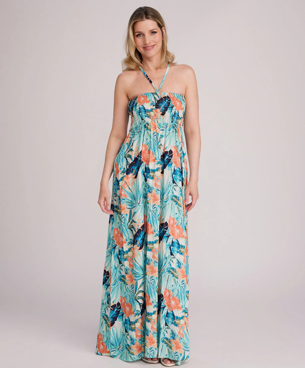 Pia Rossini Pasadena maxi jurk in lichtturquoise