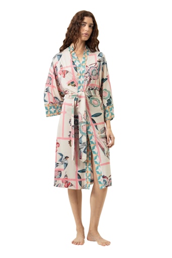 Mey Fragmented Garden kimono in almond milk