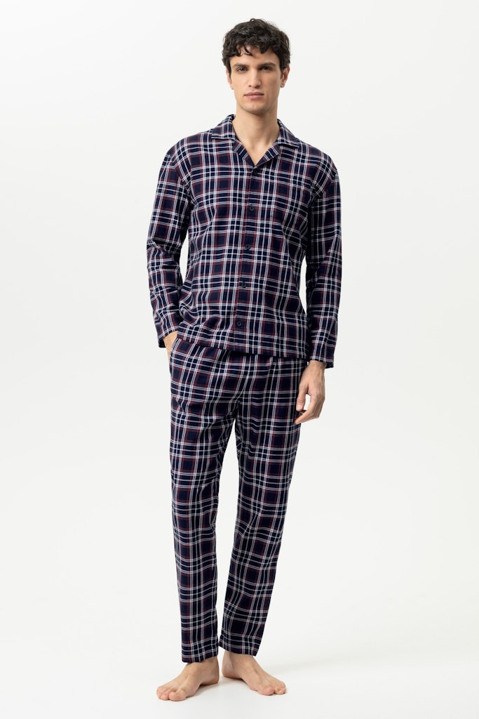 Mey Flanadian lange herenpyjama in yacht blue