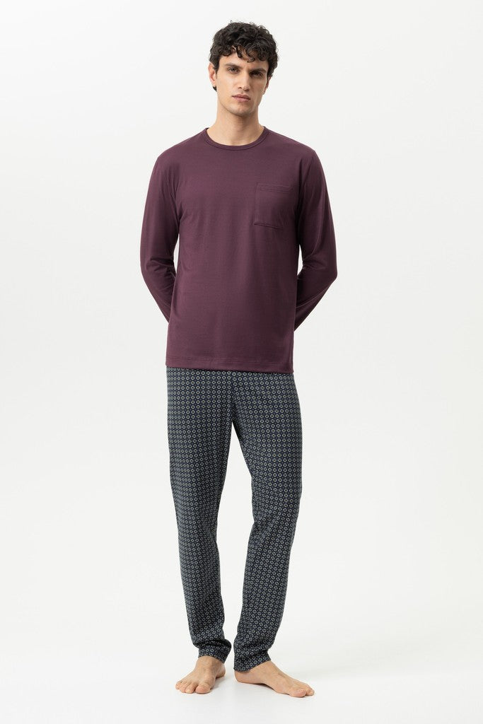 Mey Evening Geo lange herenpyjama in oxblood
