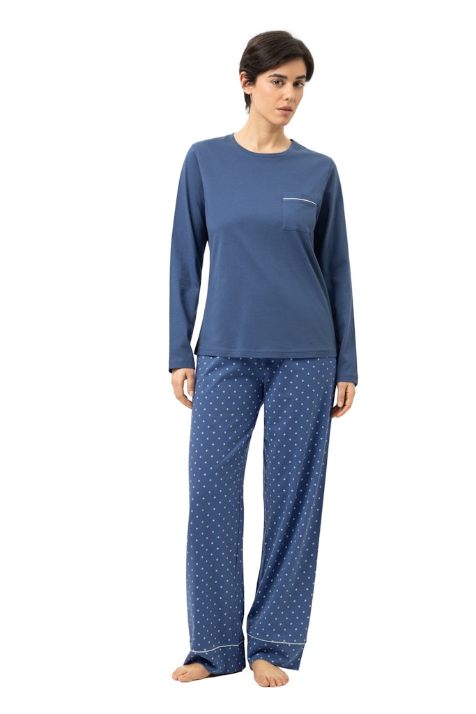 Mey Polka Dreams lange damespyjama in midnight dust