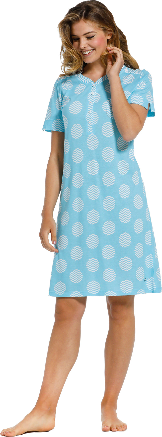 15211-356-4 - Pastunette Nachthemd met diepe Knoopsluiting lengte 100 cm