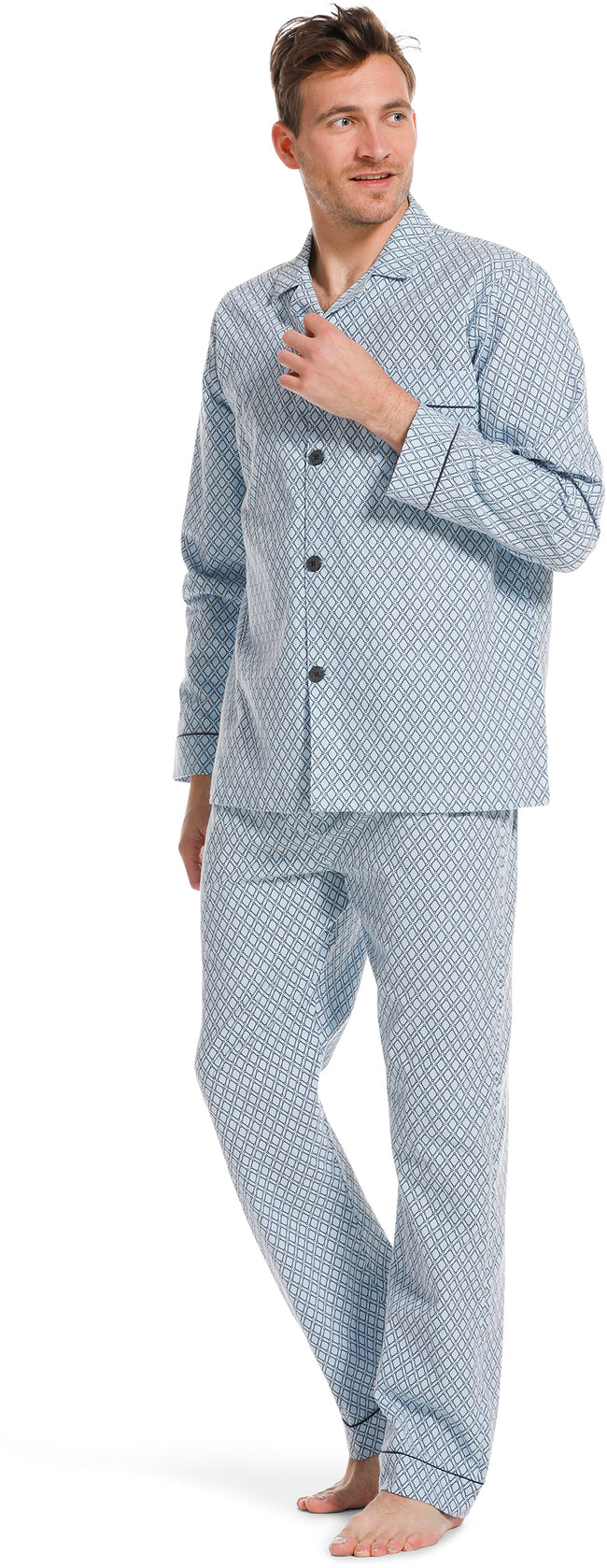 27222-708-6 Robson klassieke flanellen doorknoop pyjama