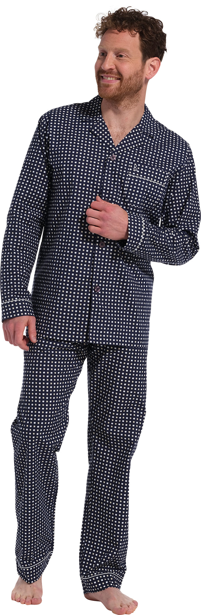 27231-700-6 Robson klassieke doorknoop herenpyjama navy