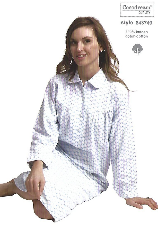 643740 Cocodream klassiek flanellen Nachthemd met diepe Knoopsluiting
