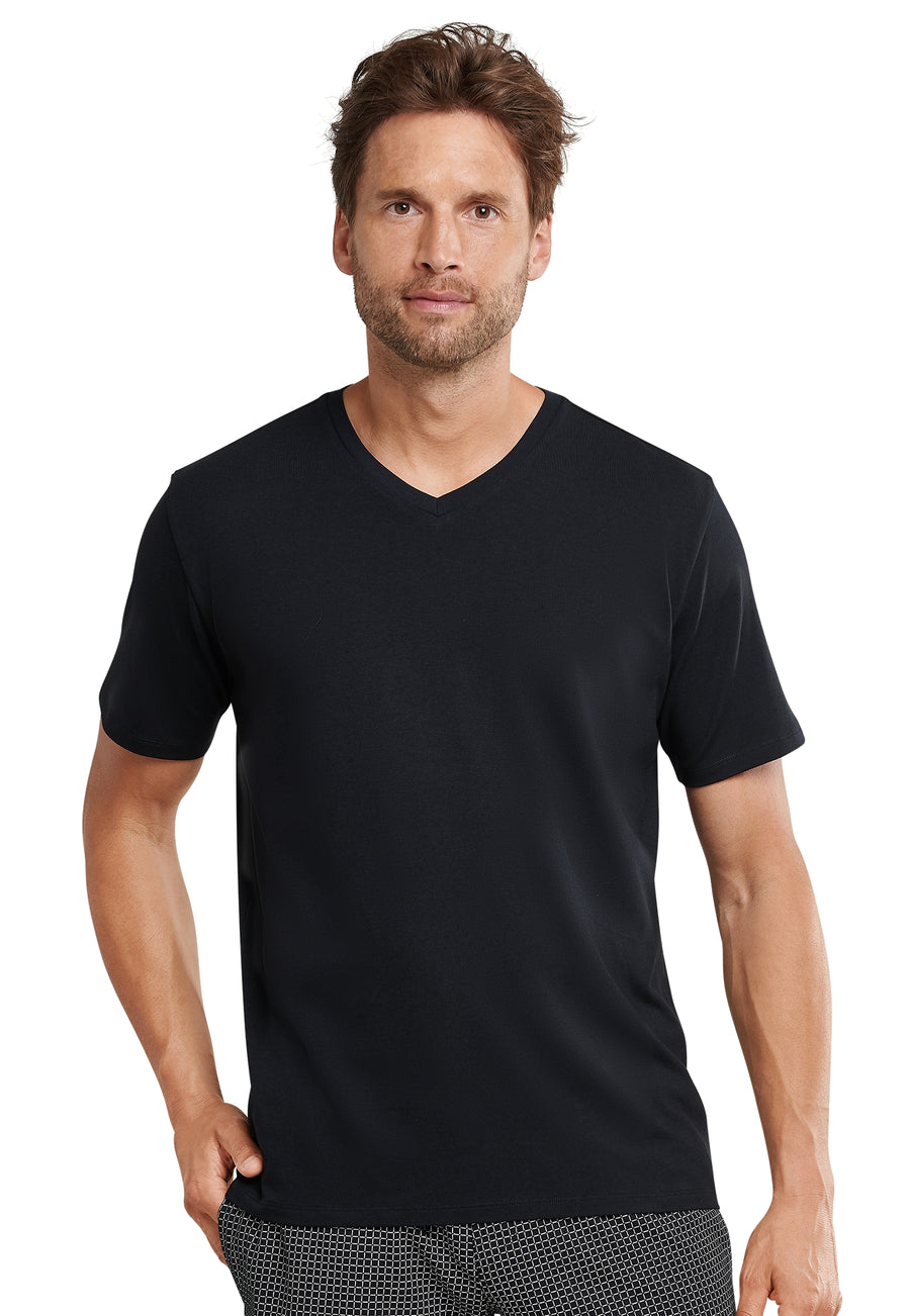 Schiesser Mix+Relax heren t-shirt v-hals in zwart