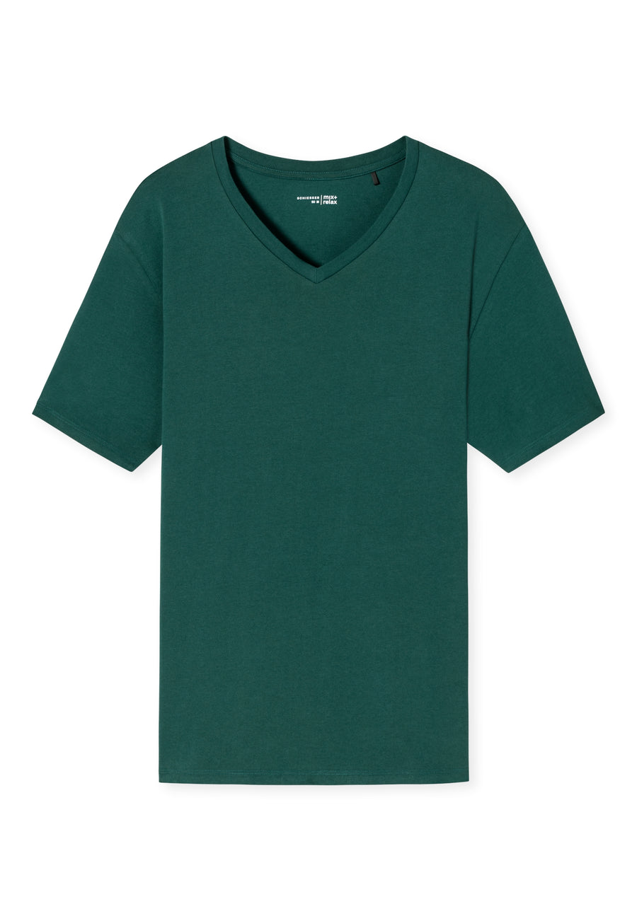 Schiesser Mix+Relax heren t-shirt v-hals in donkergroen